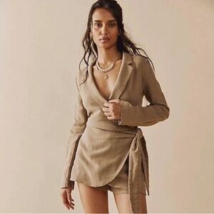 Free People Lead on Blazer Skort Romper Tan Brown Women’s Large SEE DESCRIPTION